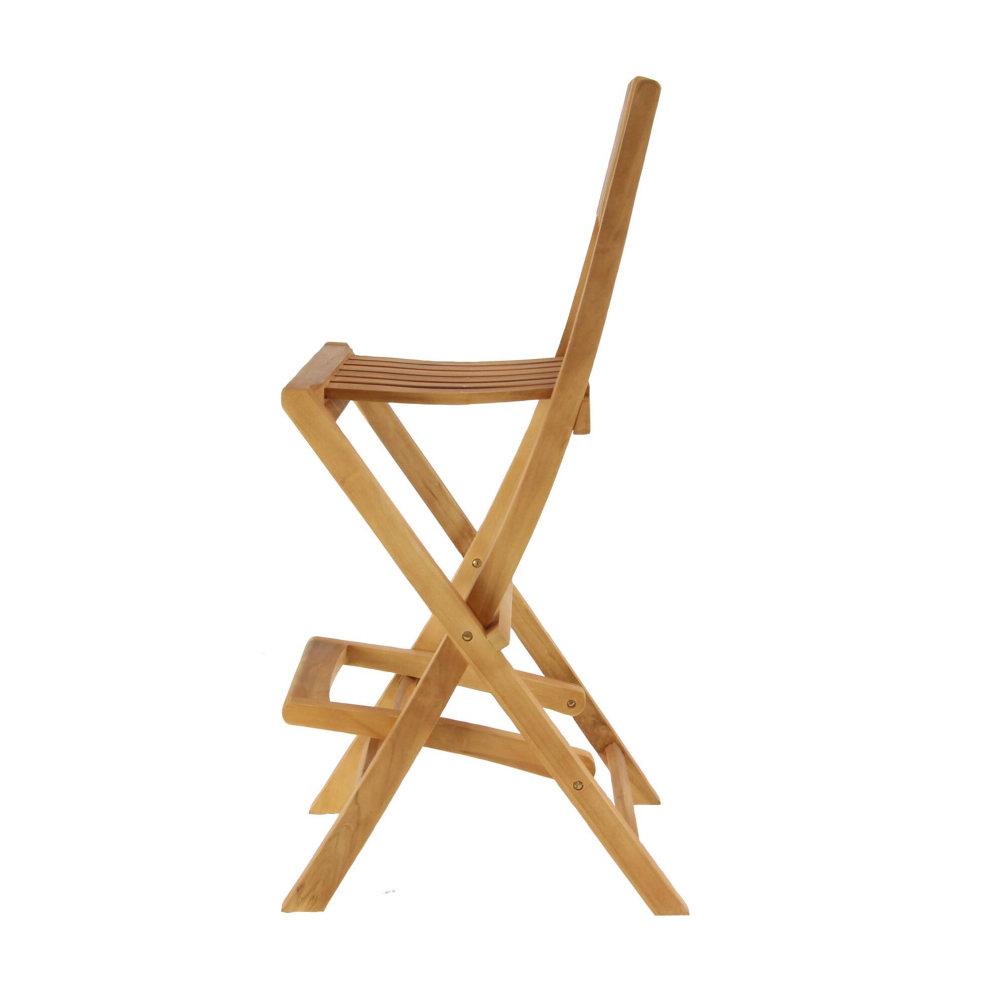 Set of 2 Brown Teak Wood Traditional Outdoor Bar Stool, 18" x 45"
